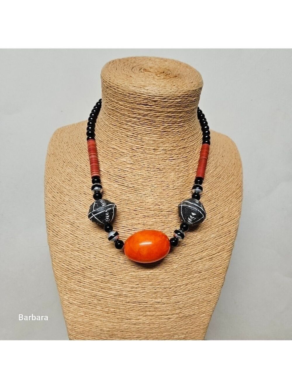 Vintage 80s Tribal Ethnic Beaded Necklace